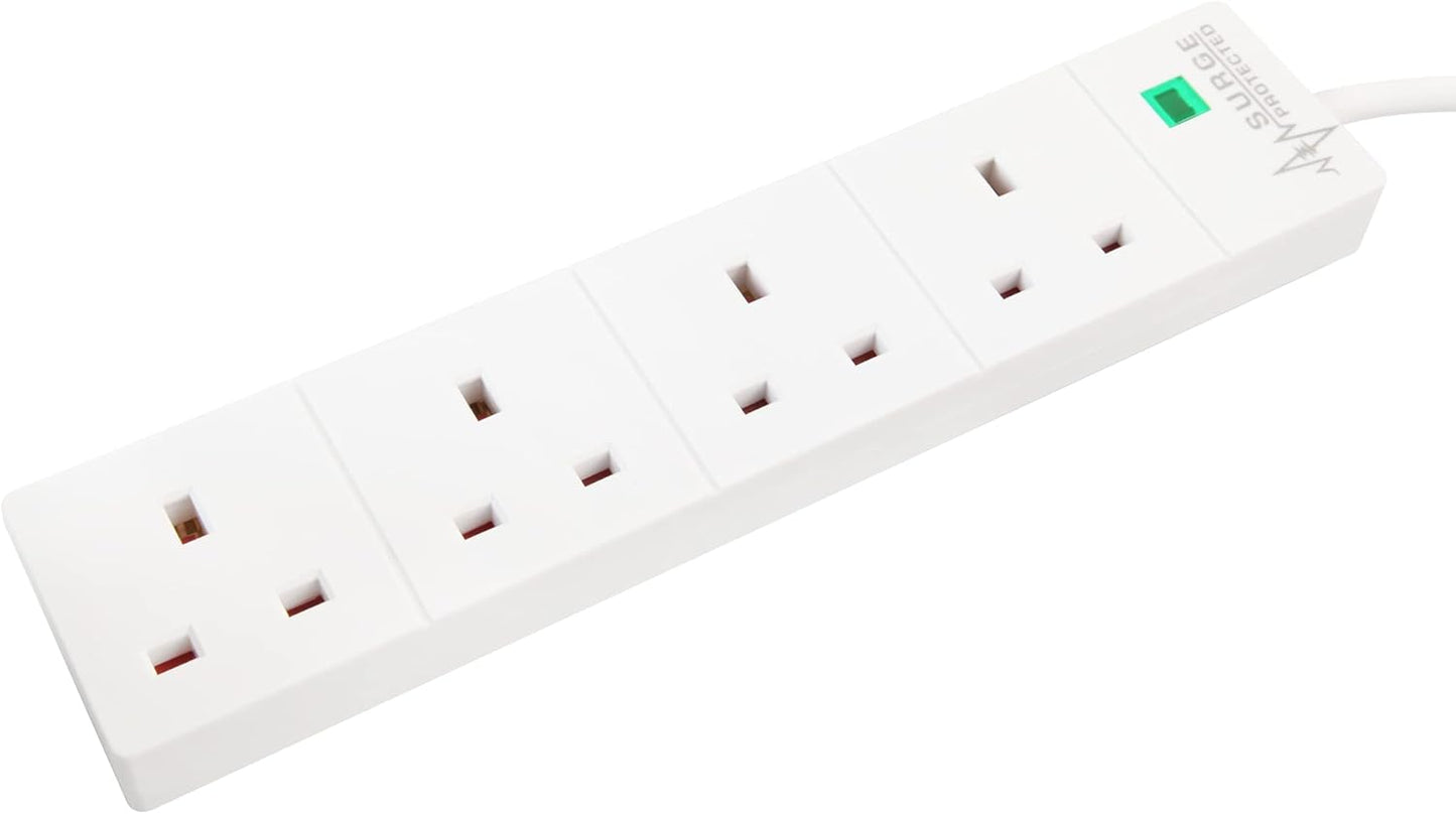 PELB1537 4 Gang Surge Protected Extension Lead White – 8 Metre
