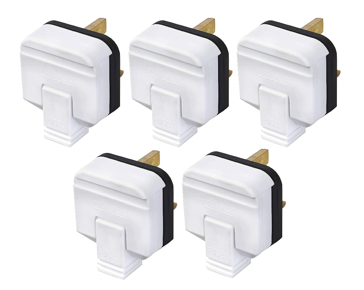 Permaplug Heavy-Duty 13 Amp UK 3-Pin Mains Plug Pack of 5