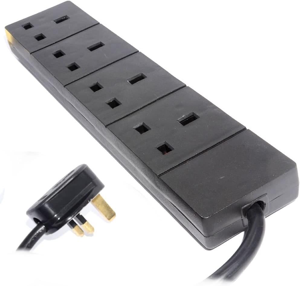 PELB1809 4 Gang Extension Lead Black – 0.5m