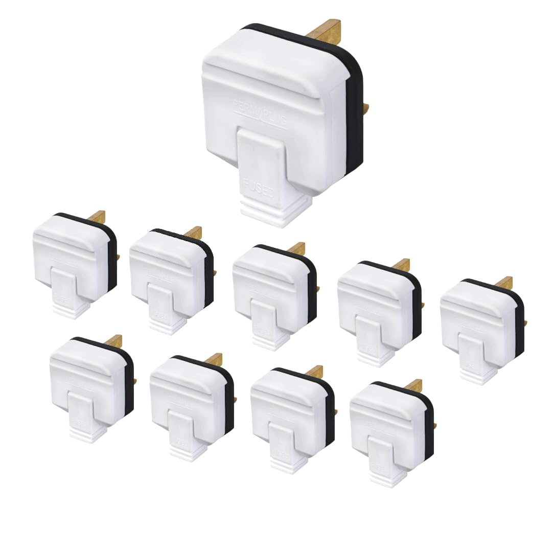 Permaplug Heavy-Duty 13 Amp UK 3-Pin Mains Plug Pack of 10