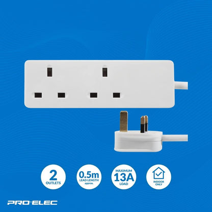 2 way extension lead - 0.5m - PELB1403