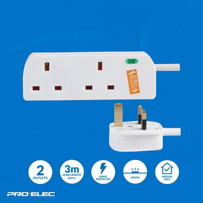 2 Way Extension Lead - 3m- PELB1949