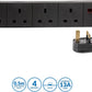 PELB1809 4 Gang Extension Lead Black – 0.5m