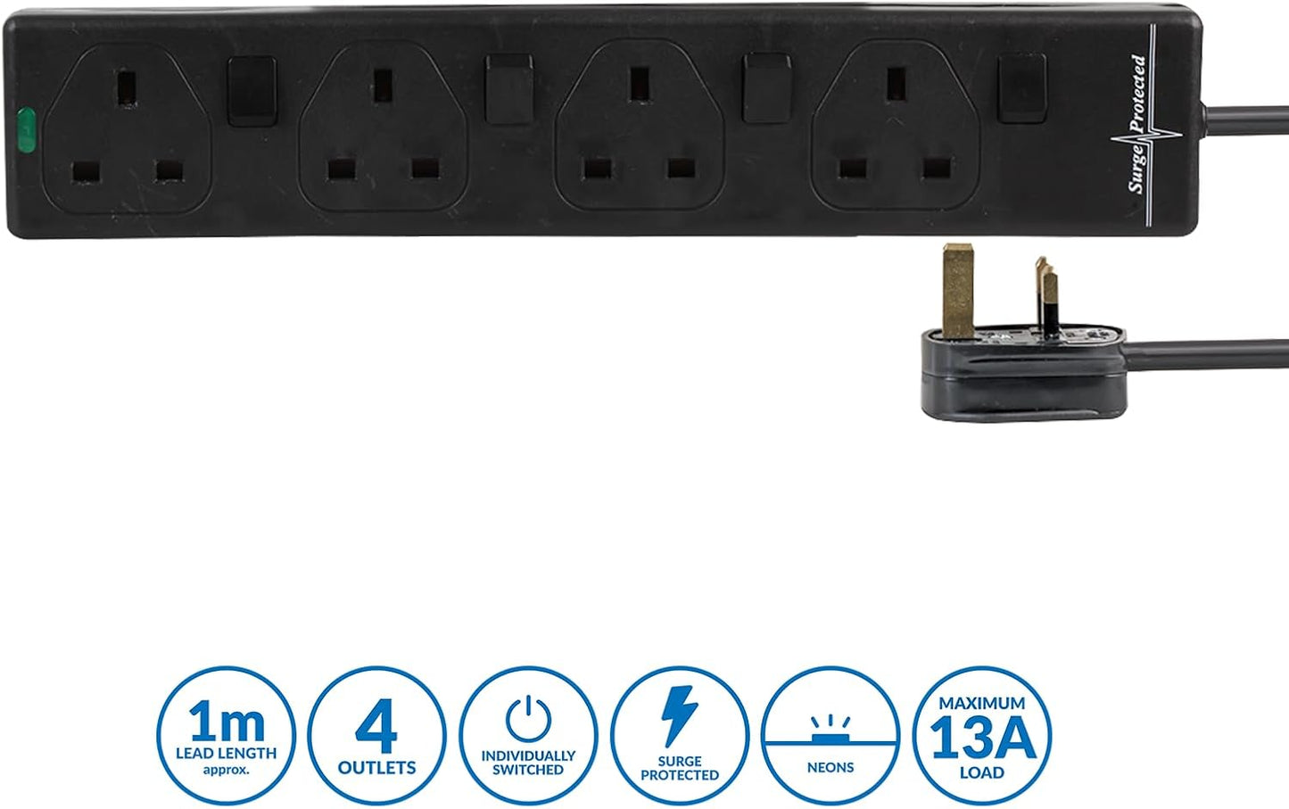 4 way extension lead - 1m – PELB1930