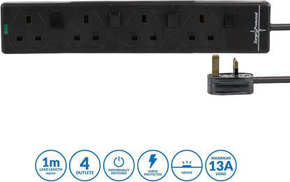 4 way extension lead - 1m – PELB1930