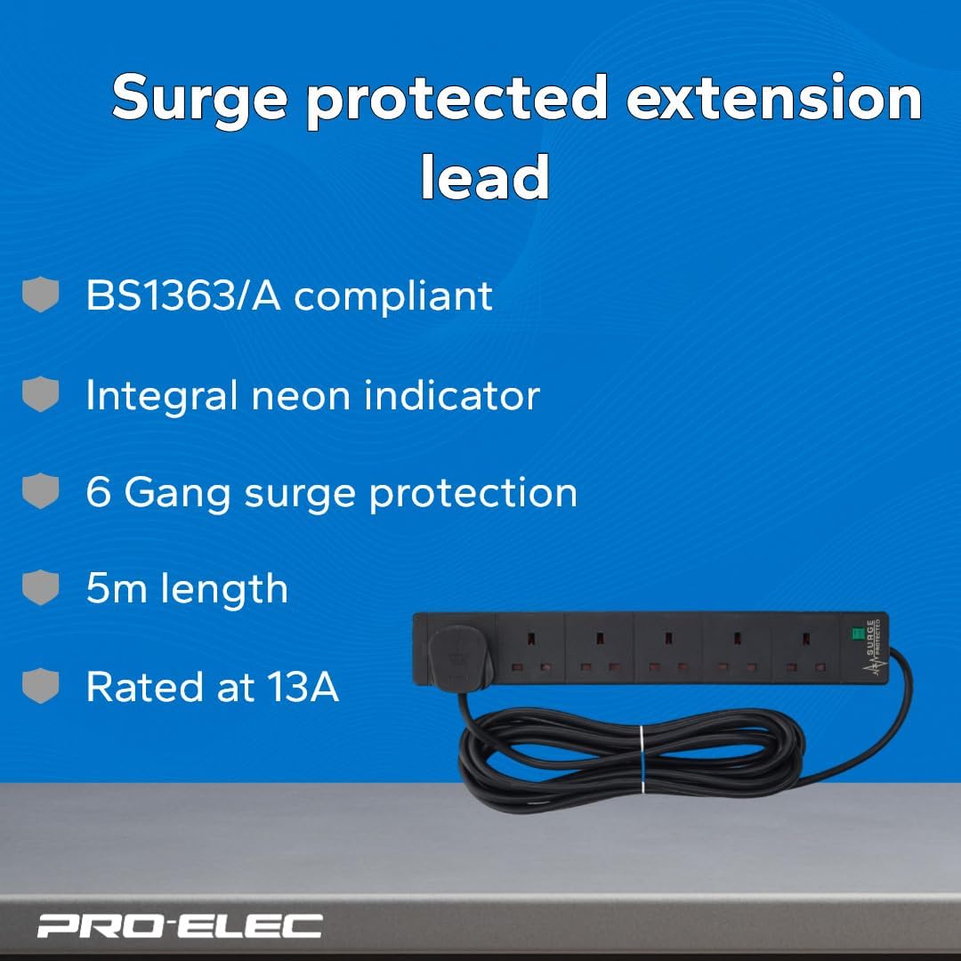 6 Way Extension Lead- 5m- PELB1755