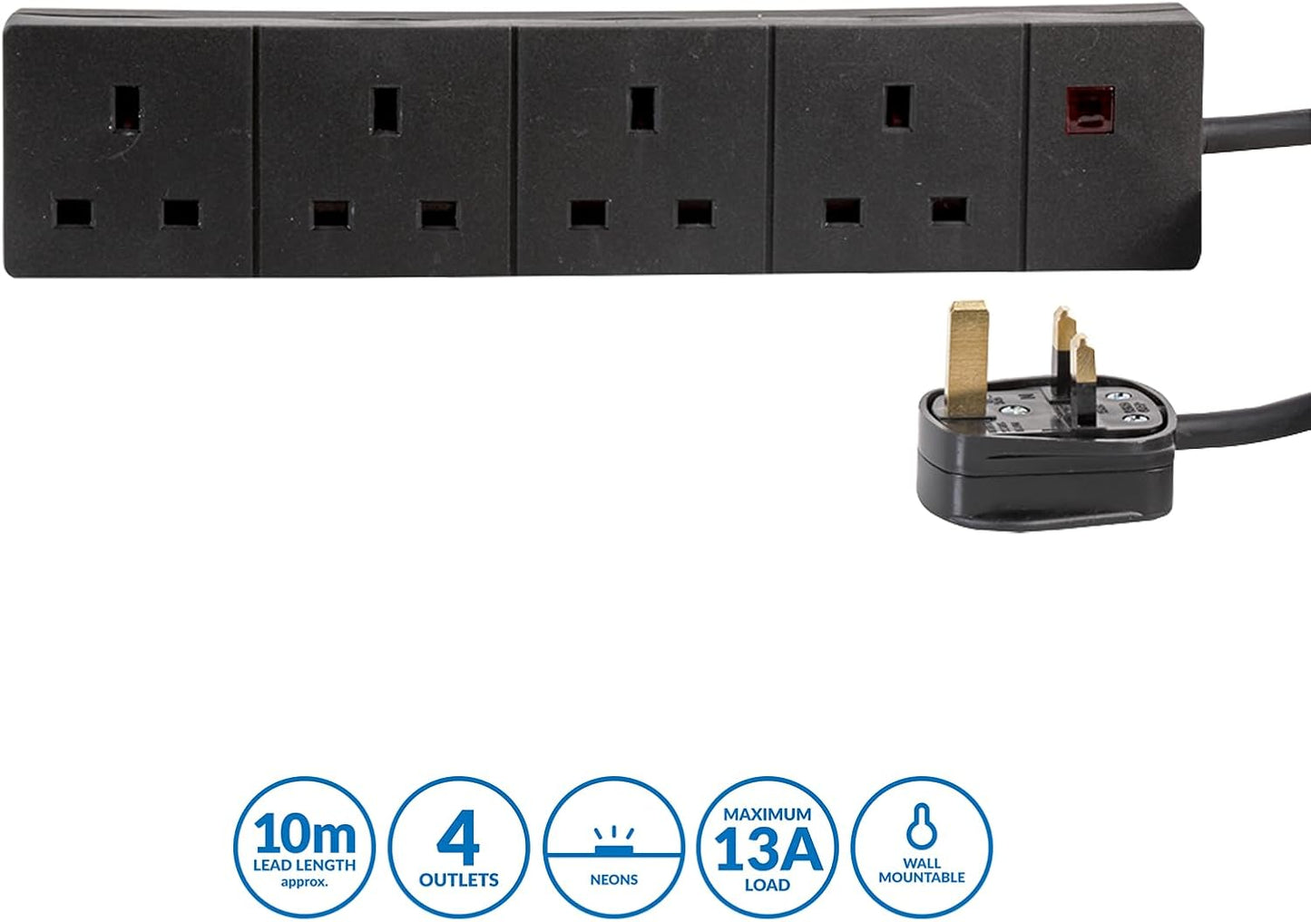4 Way  extension lead -10m - PELB1522
