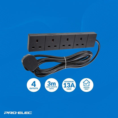 4 Way Extension Lead- 3m - PELB1810