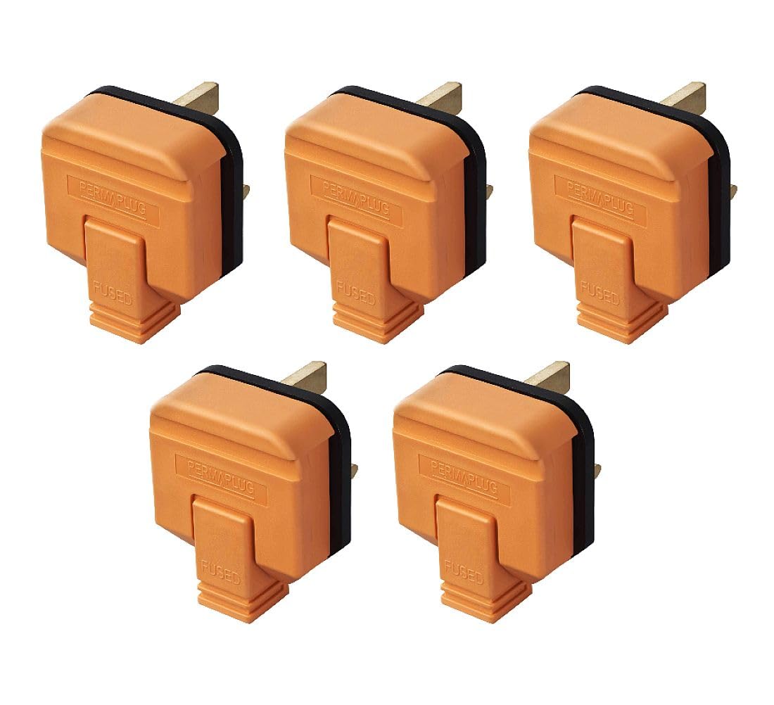 Permaplug Heavy-Duty 13 Amp UK 3-Pin Mains Plug Pack of 5