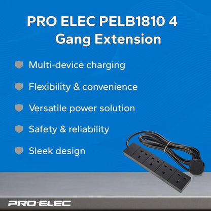 4 Way Extension Lead- 3m - PELB1810