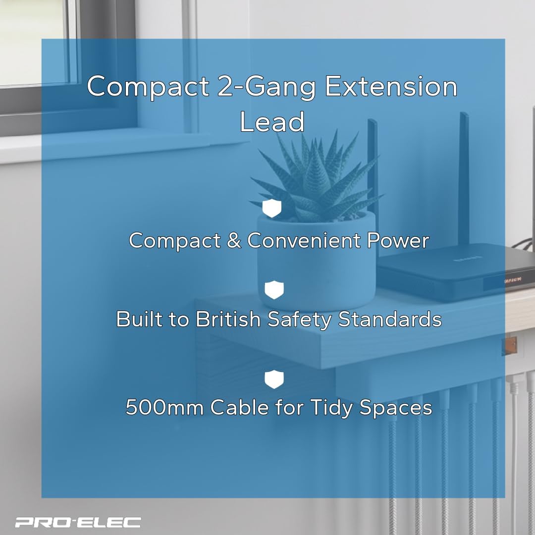 2 way extension lead - 0.5m - PELB1403
