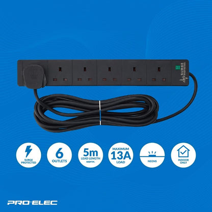6 Way Extension Lead- 5m- PELB1755