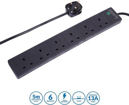 6 Way Extension Lead- 5m- PELB1755