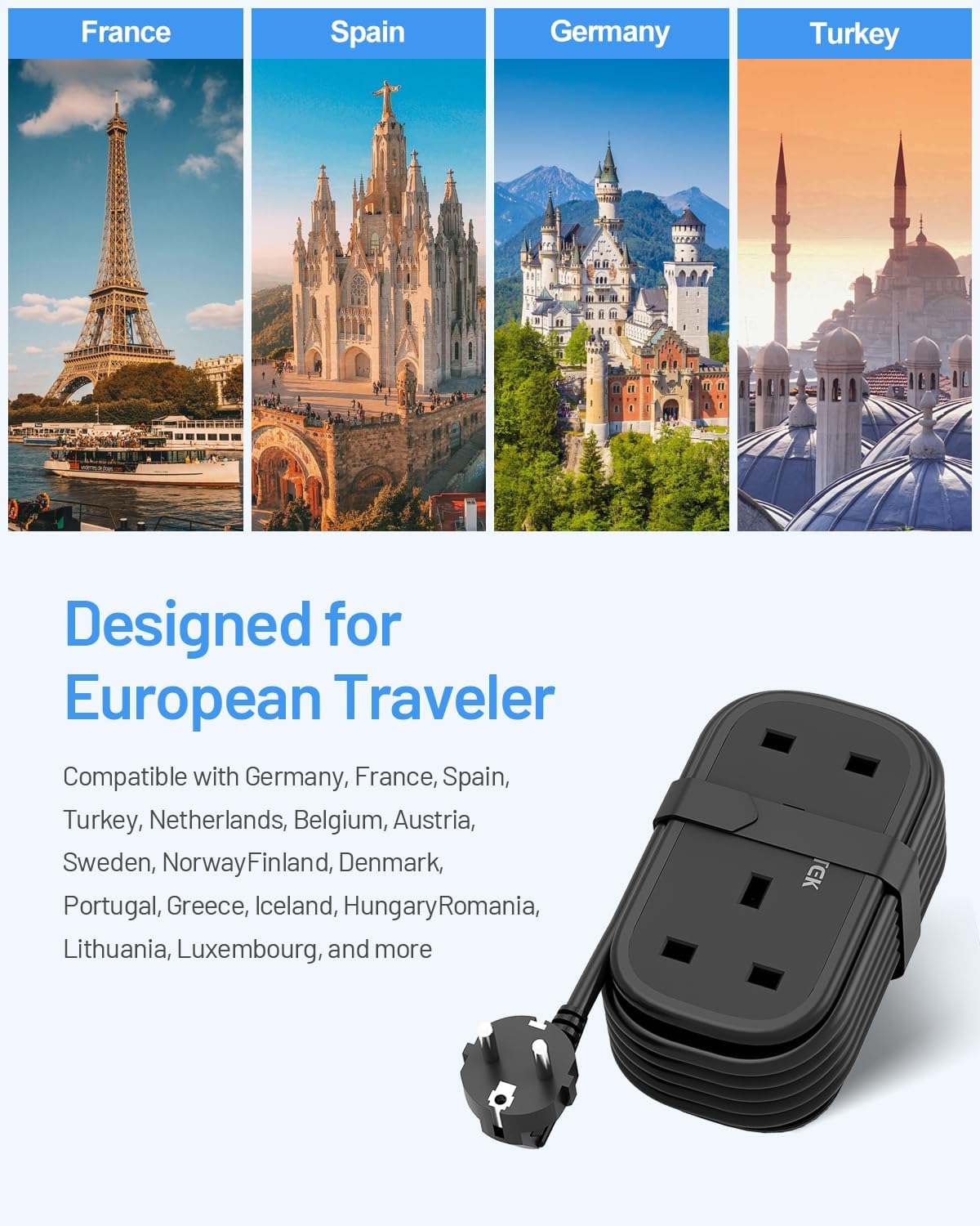 UK to European Plug Adapter