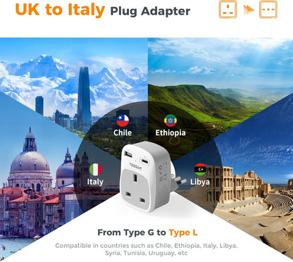 UK to Italy Plug Adapter