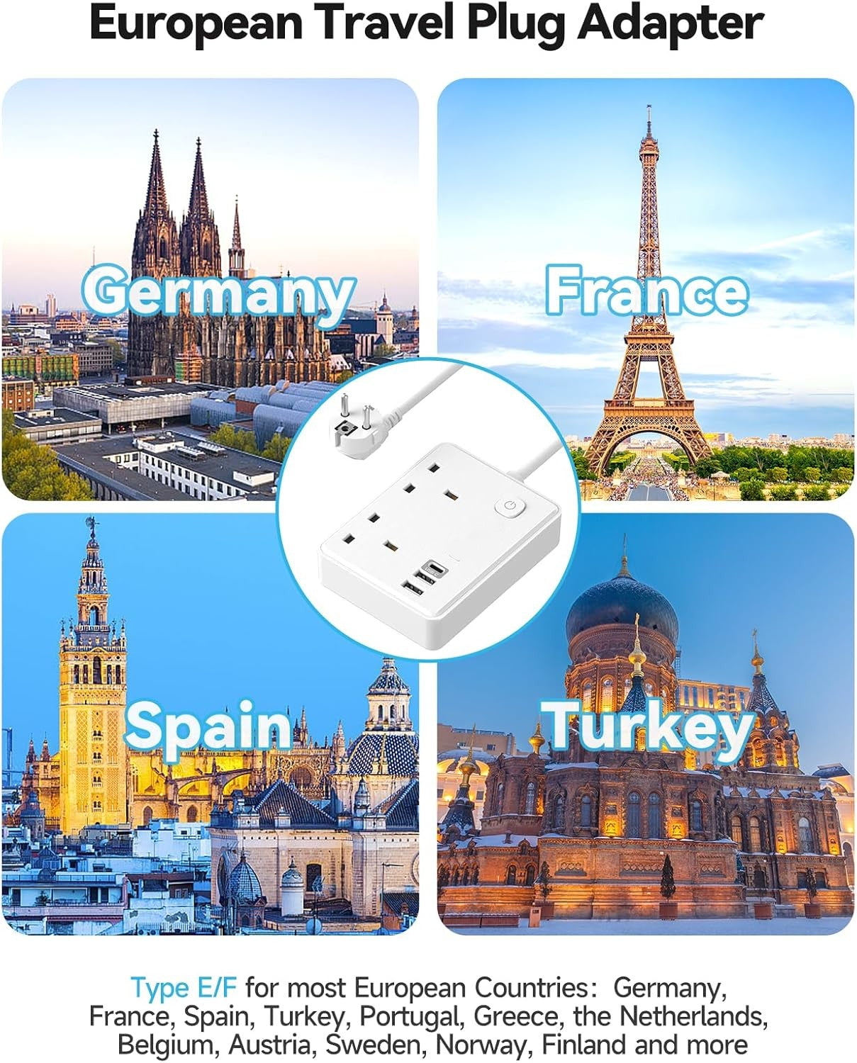 UK to European Plug Adapter