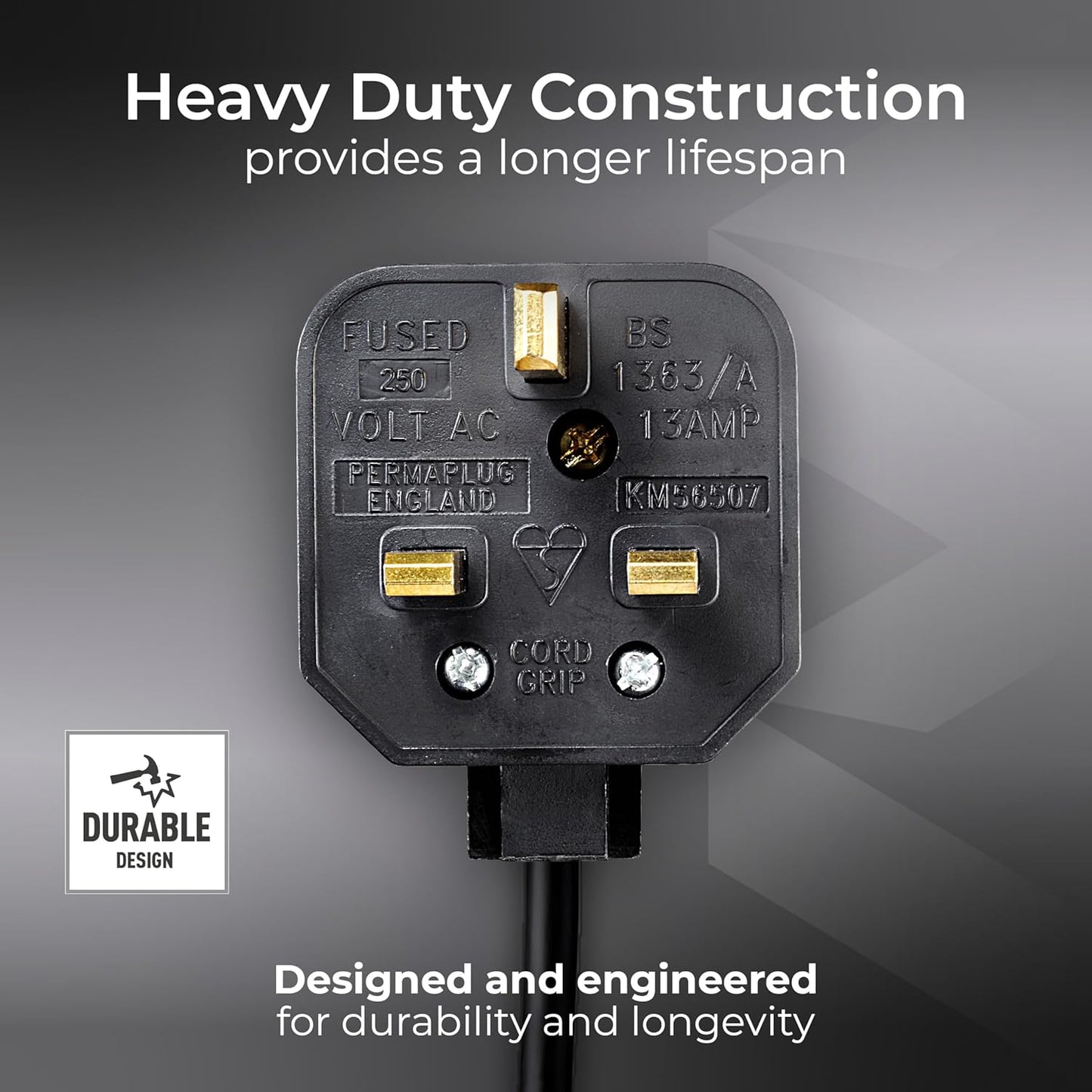 Heavy-Duty 13 Amp UK 3-Pin Mains Plug