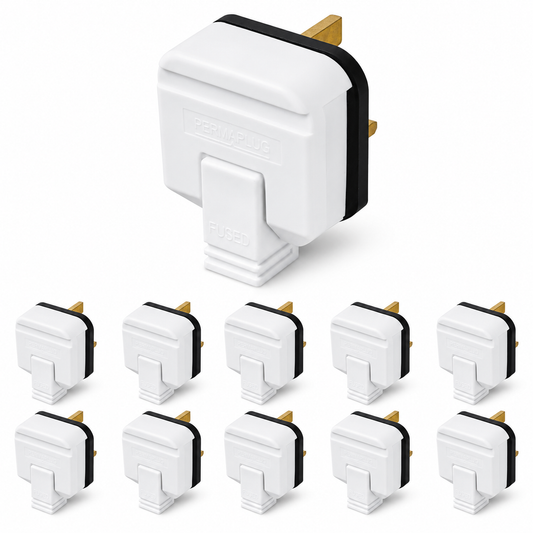 Permaplug Heavy-Duty 13 Amp UK 3-Pin Mains Plug Pack of 10