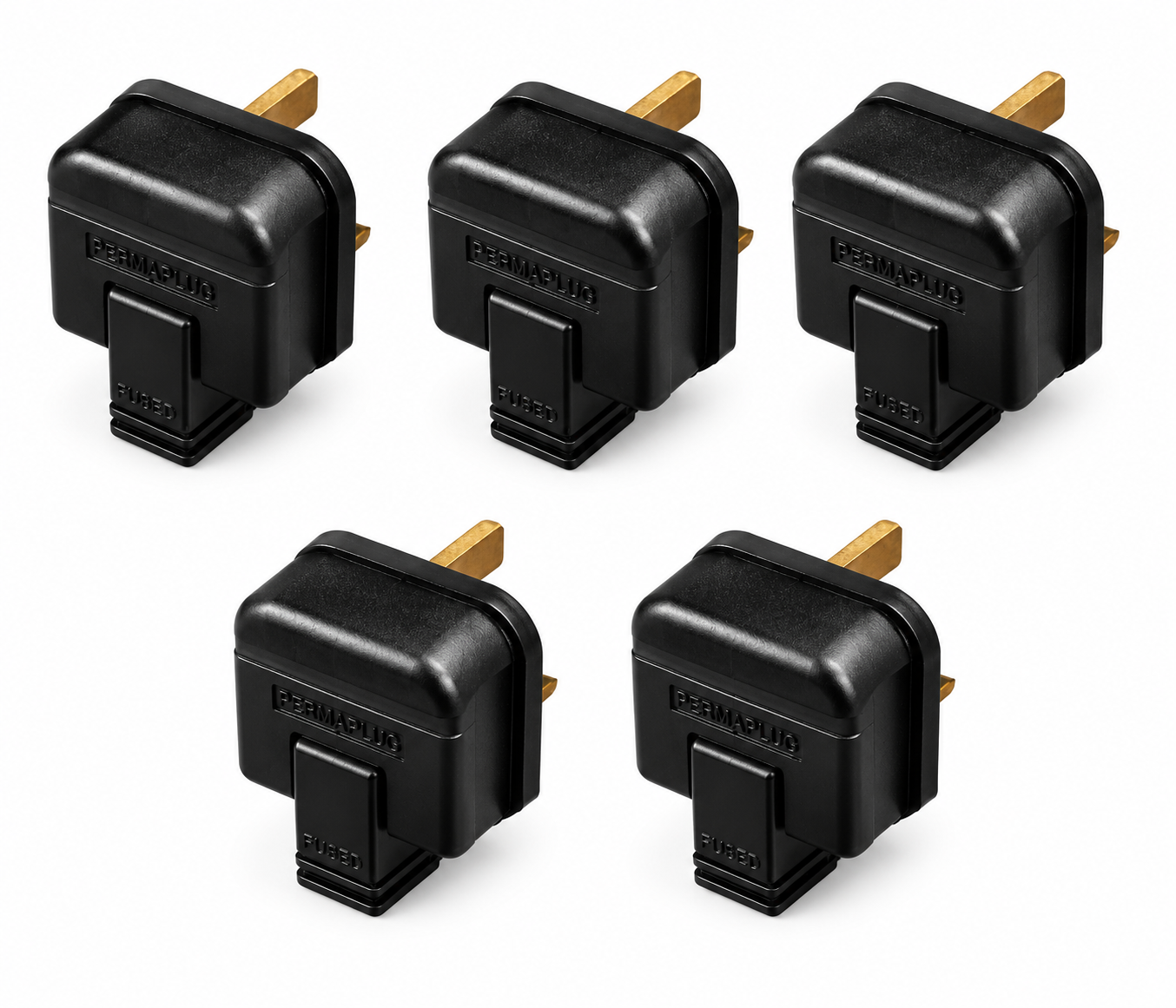 Permaplug Heavy-Duty 13 Amp UK 3-Pin Mains Plug Pack of 5