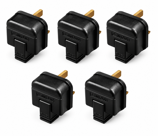 Permaplug Heavy-Duty 13 Amp UK 3-Pin Mains Plug Pack of 5