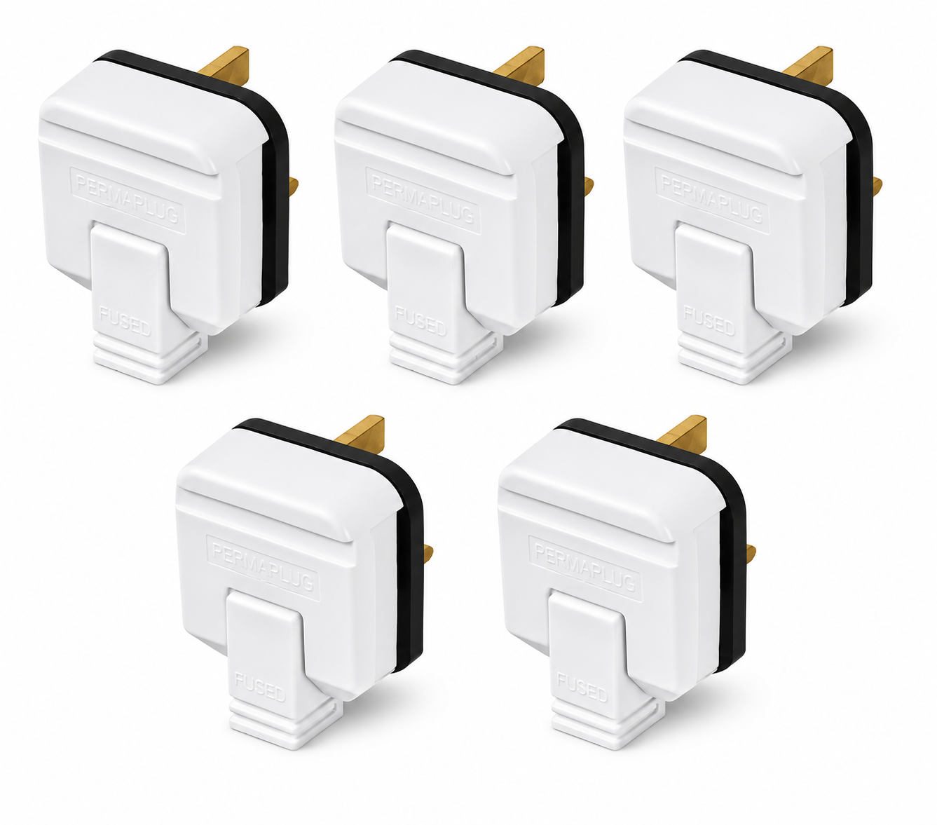 Permaplug Heavy-Duty 13 Amp UK 3-Pin Mains Plug Pack of 5