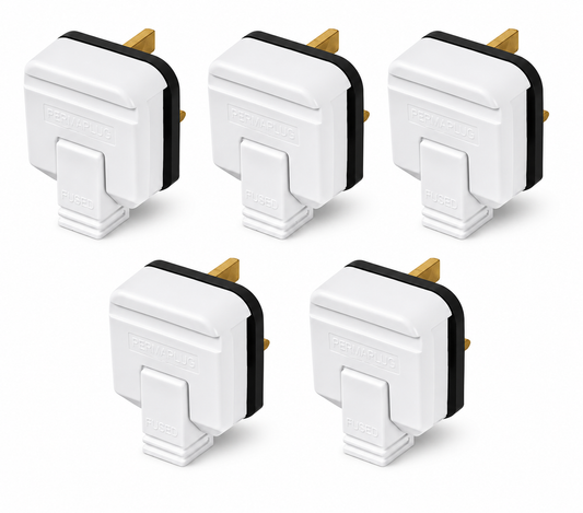 Permaplug Heavy-Duty 13 Amp UK 3-Pin Mains Plug Pack of 5