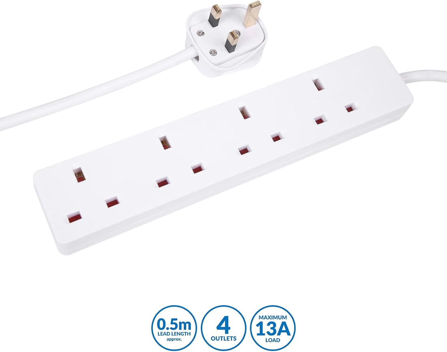 4 Way Extension Lead - 0.5m - PELB1901