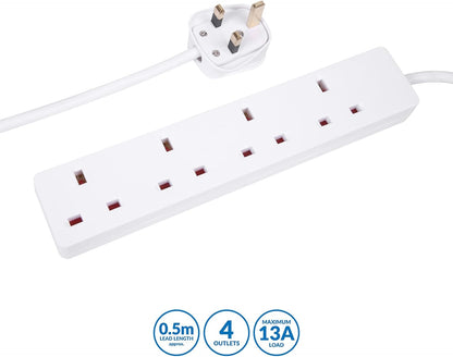 4 Way Extension Lead - 0.5m - PELB1901