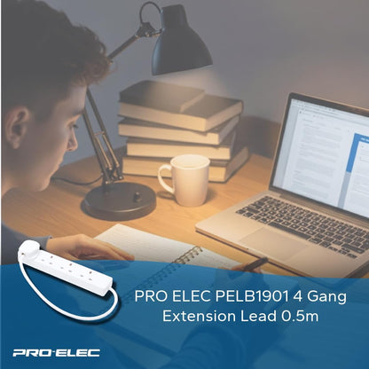 4 Way Extension Lead - 0.5m - PELB1901