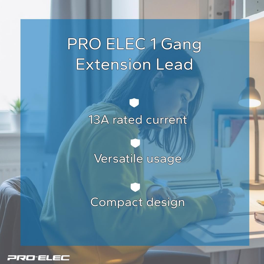 1 Gang Extension Lead 2m White PELB1502