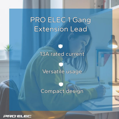 1 Gang Extension Lead 2m White PELB1502