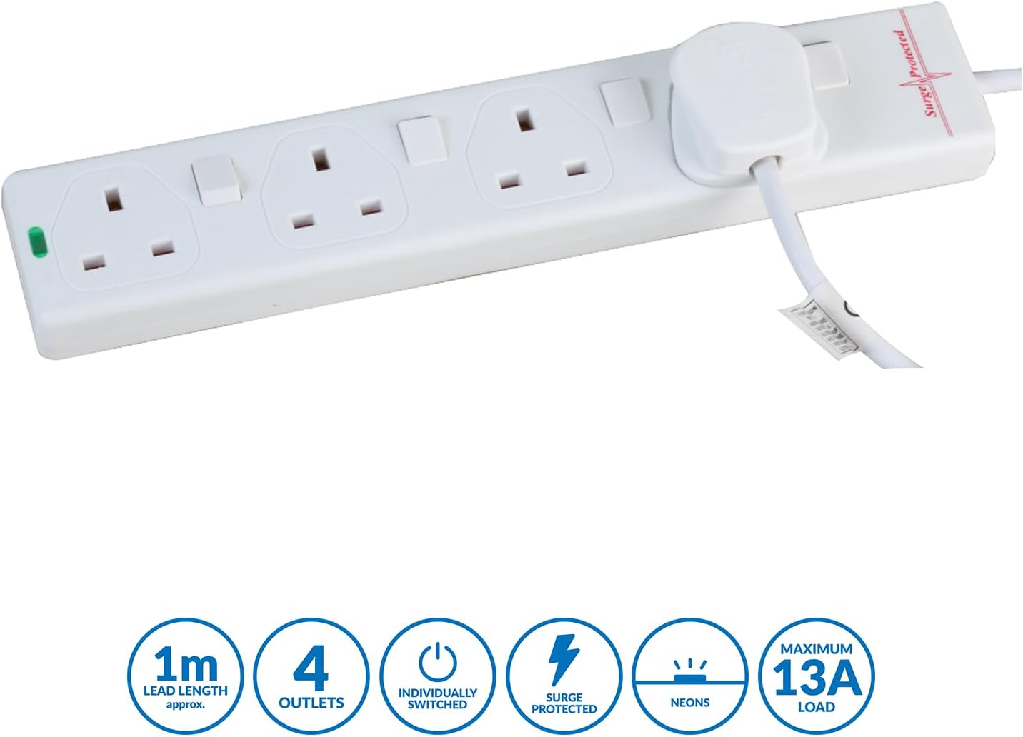 4 Way Extension Lead– 1m -PELB1918