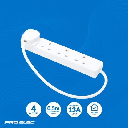 4 Way Extension Lead - 0.5m - PELB1901