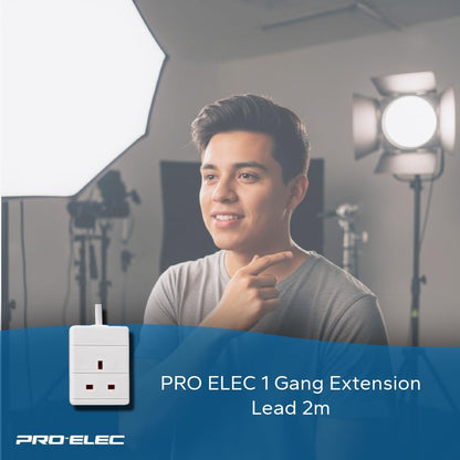 1 Gang Extension Lead 2m White PELB1502